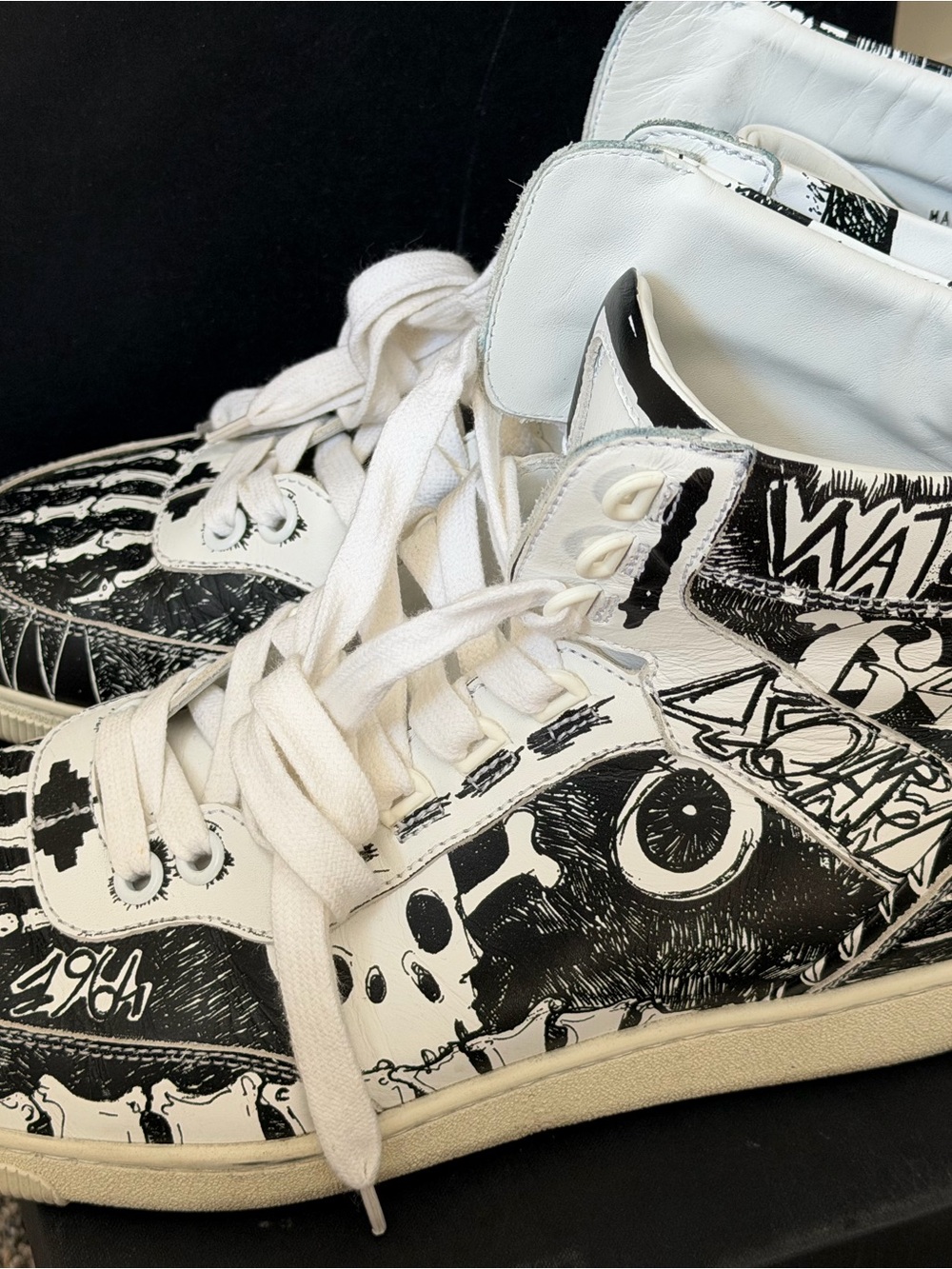 Black & White Graphic High-Top Sneakers